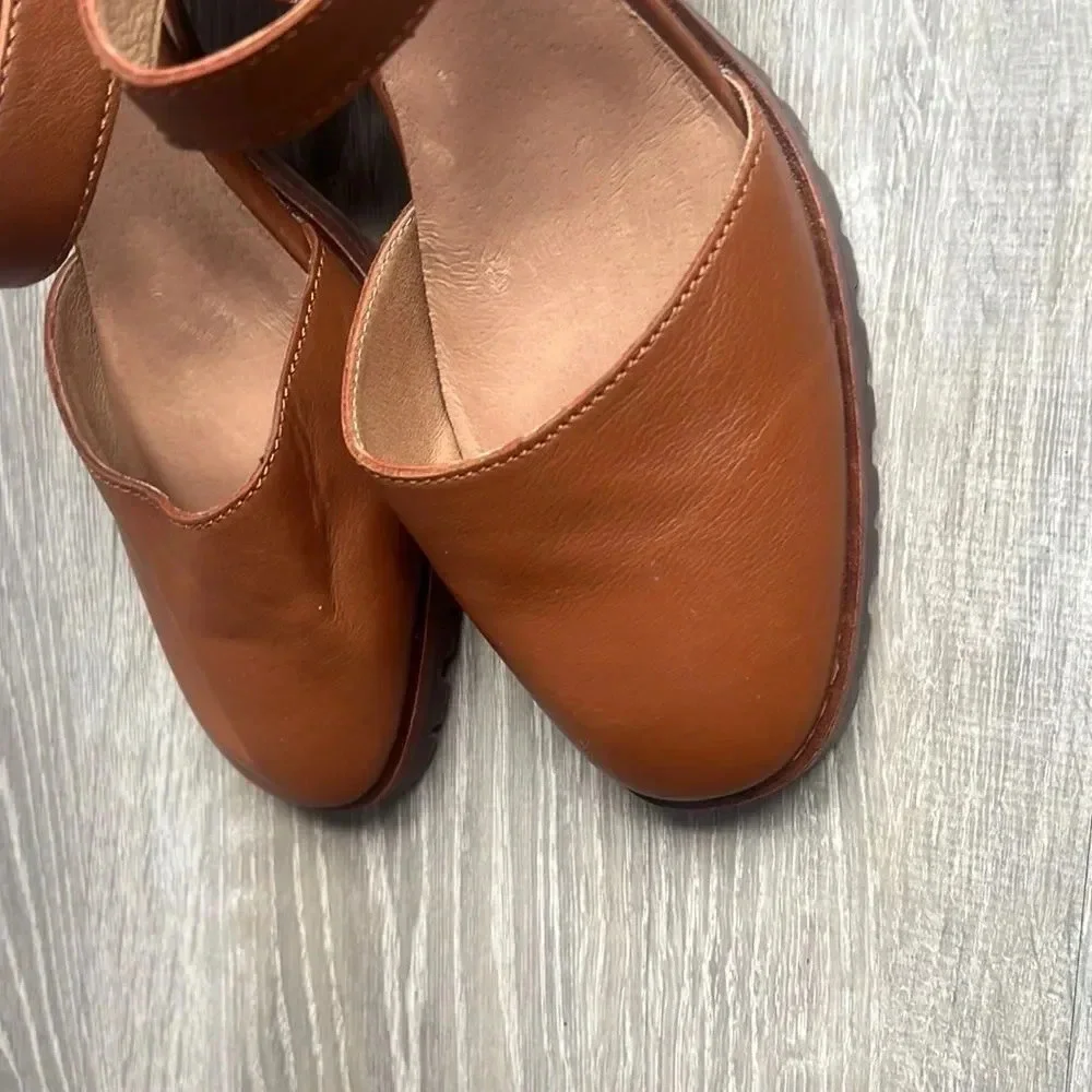 NEW Madewell Claudie Lugsole MaryJane Heels Leather Dried Maple